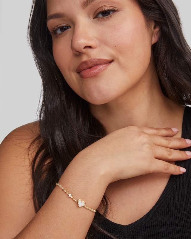Ari Heart Gold Stretch Bracelet in Iridescent Drusy
