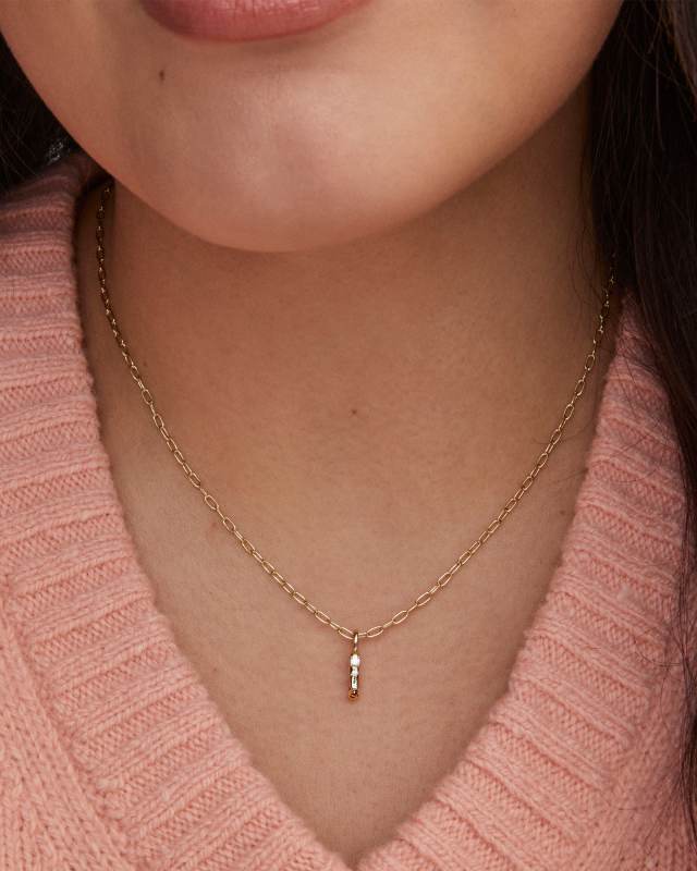 [LLOYD] 韓国☆10K GOLD☆London Note DIA Necklace 10K Yellow Gold Bubble Letter 