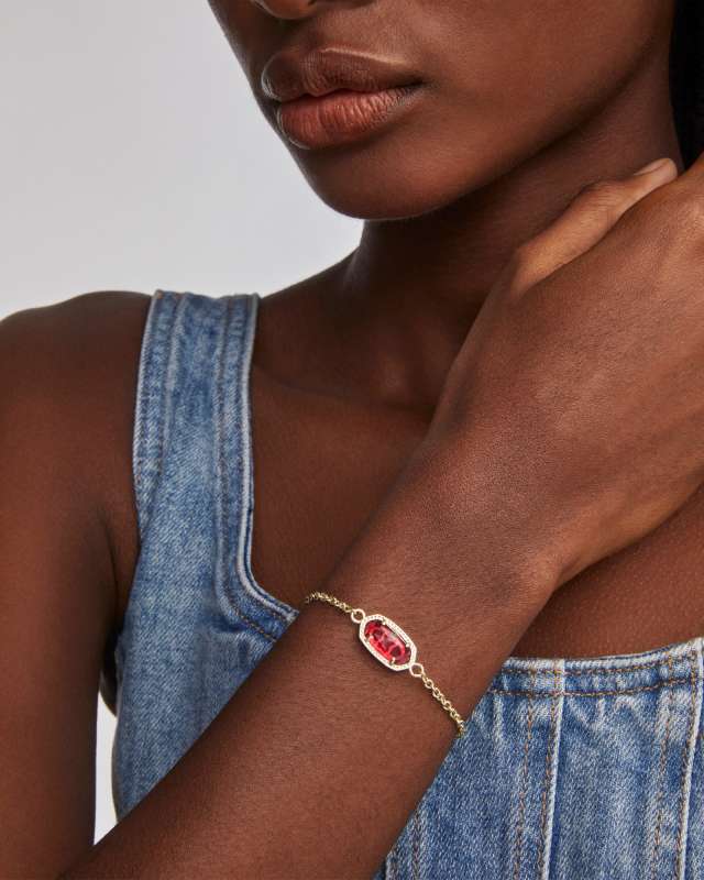 KENDRA SCOTT*誕生石/チェーン/ブレスレット/Elaina Bracelet Elaina Gold Adjustable Chain Bracelet in Berry Glass