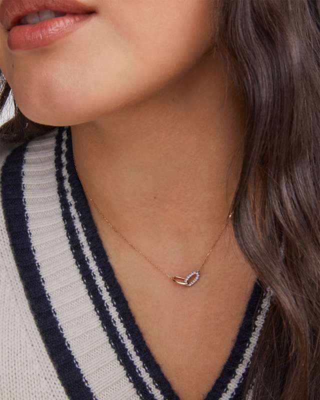 Elisa 14k Yellow Gold Interlocking Pendant Necklace in White Diamond