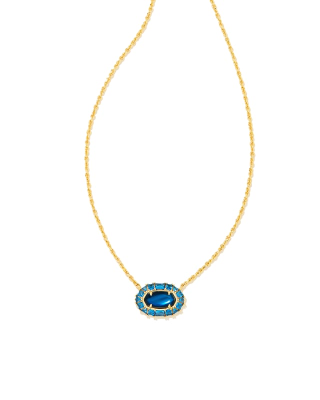 Elisa Gold Crystal Frame Short Pendant Necklace in Sea Blue Illusion image number 0.0