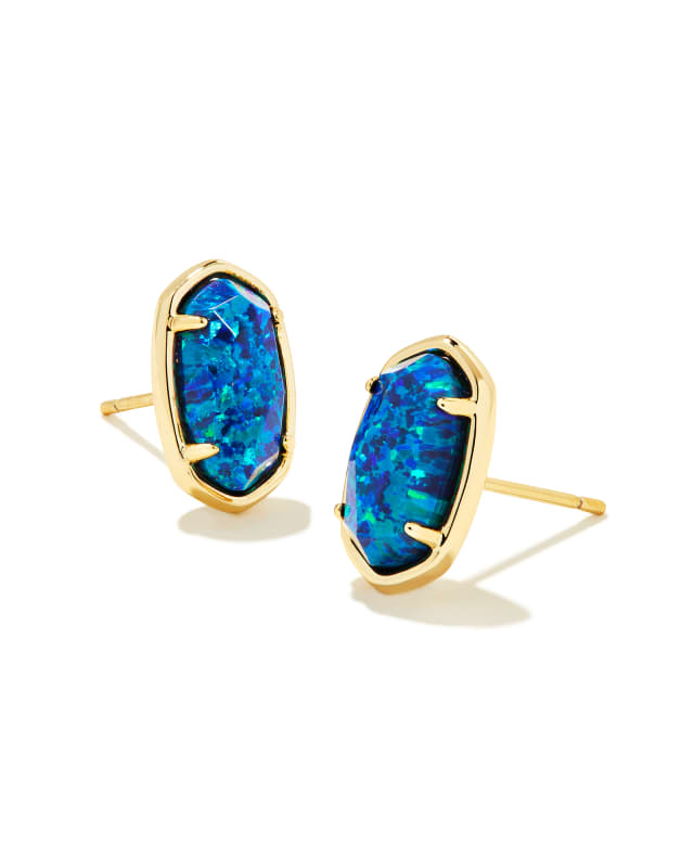 Grayson Gold Stone Stud Earrings in Cobalt Blue Kyocera Opal image number 0.0