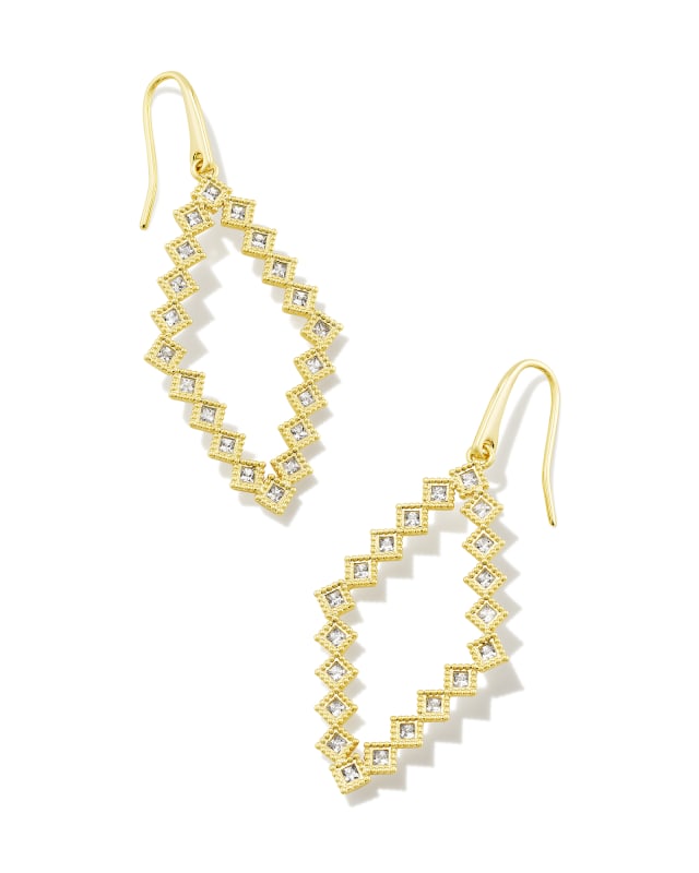 Kinsley Gold Open Frame Earrings in White Crystal image number 0.0