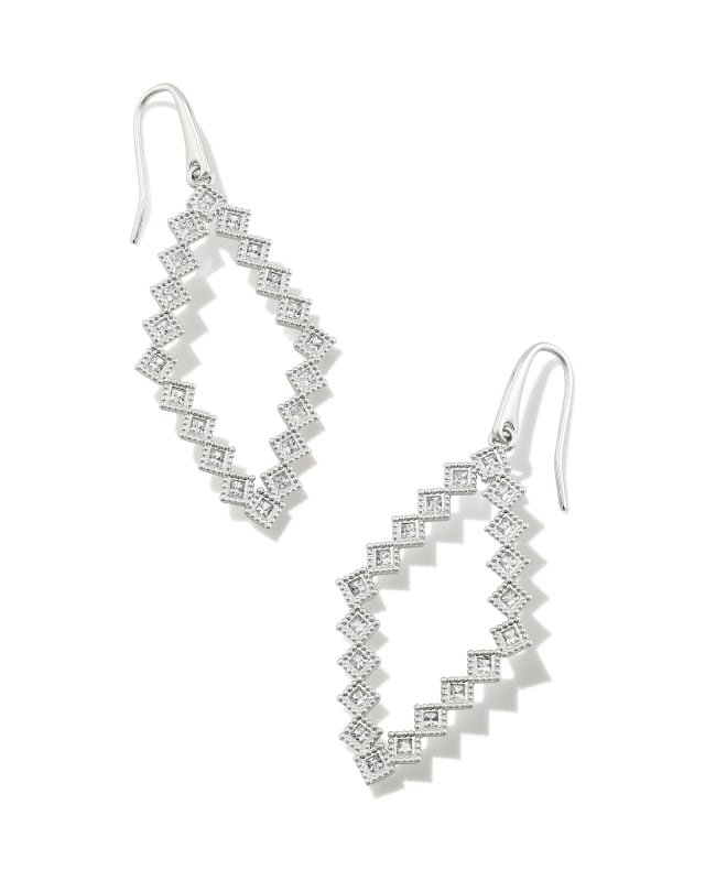 Kinsley Silver Open Frame Earrings in White Crystal image number 0.0