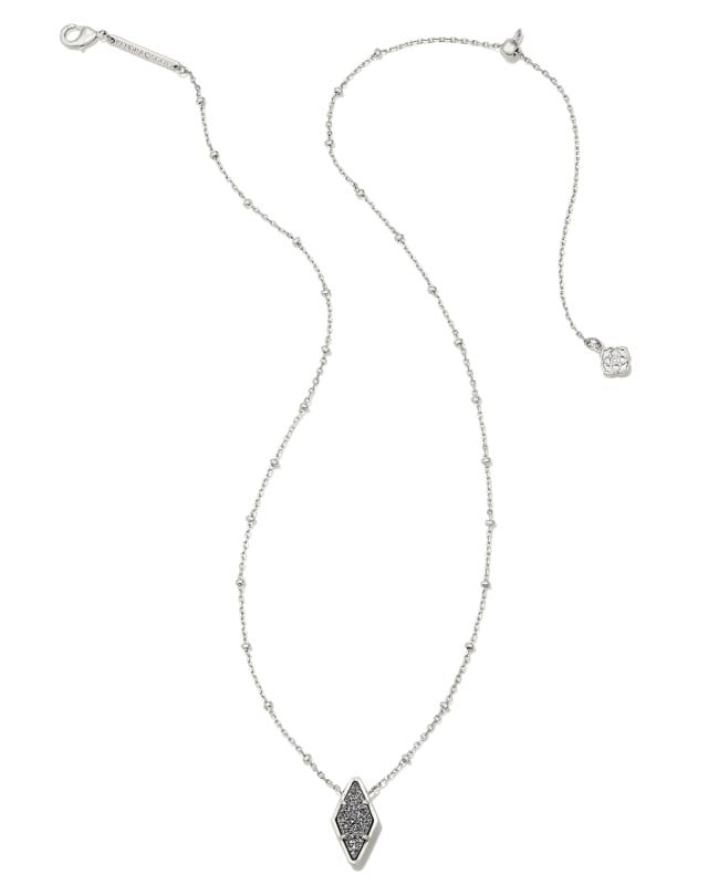 Kinsley Silver Short Pendant Necklace in Platinum Drusy image number 1.0