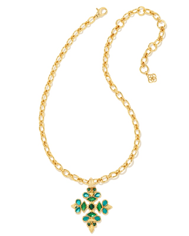 Kinsley Gold Statement Necklace in Green Mix image number 0.0