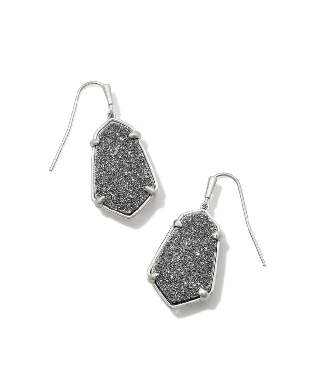 Alexandria Silver Drop Earrings in Platinum Drusy image number 0.0