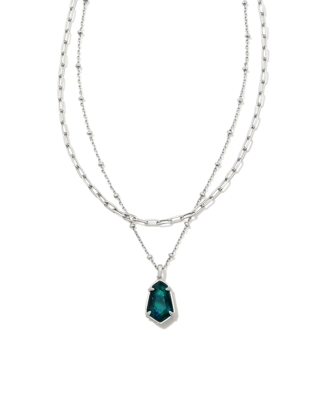 Alexandria Silver Multi Strand Necklace in Teal Green Illusion image number 0.0