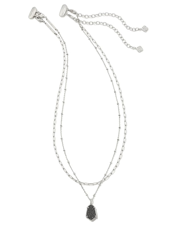 Alexandria Silver Multi Strand Necklace in Platinum Drusy image number 1.0