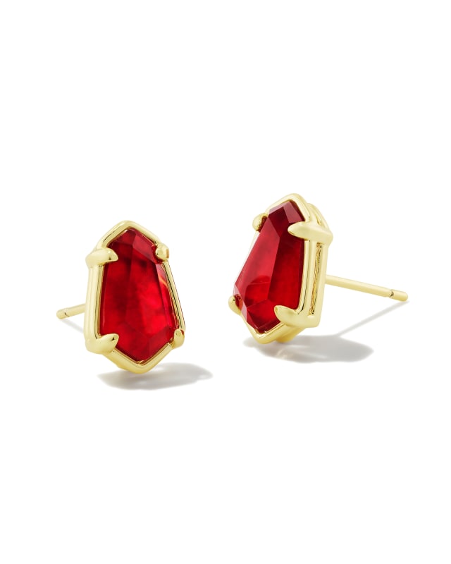 Alexandria Gold Stud Earrings in Cranberry Illusion image number 0.0