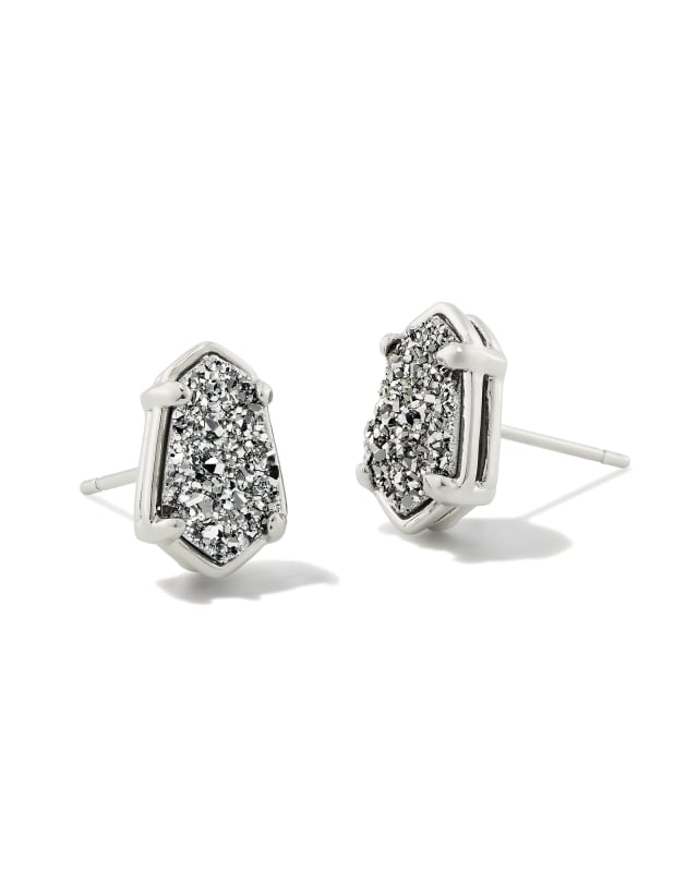 Alexandria Silver Stud Earrings in Platinum Drusy image number 0.0