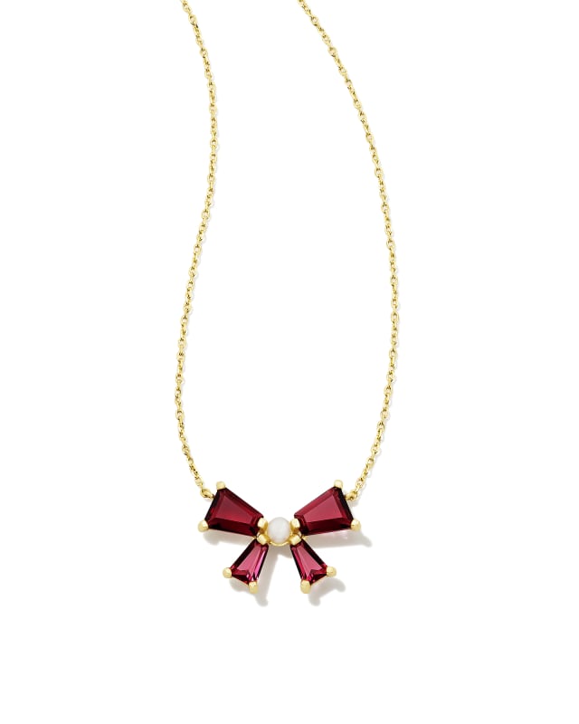 Blair Gold Bow Short Pendant Necklace in Red Mix image number 0.0