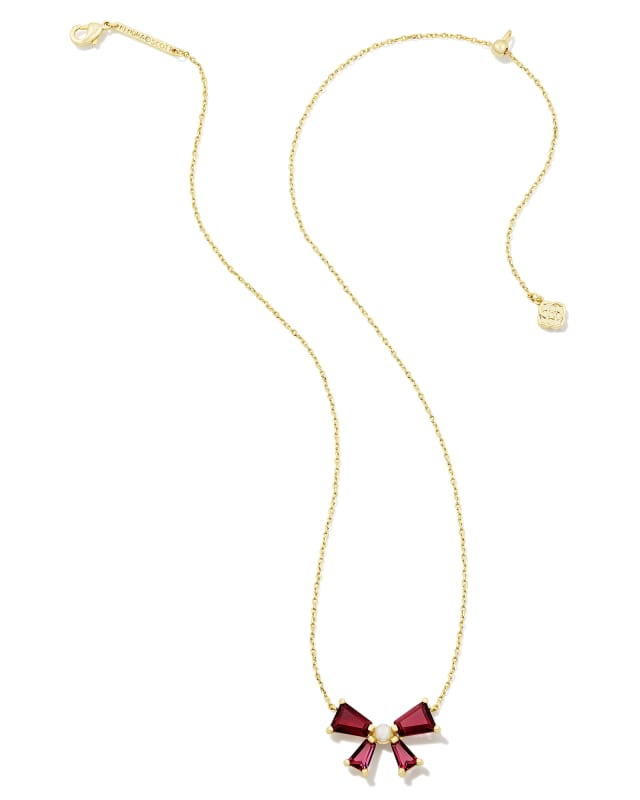 Blair Gold Bow Short Pendant Necklace in Red Mix image number 2.0