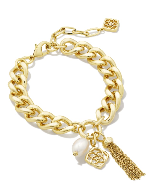 Everleigh Gold Chain Bracelet in White Pearl image number 0.0