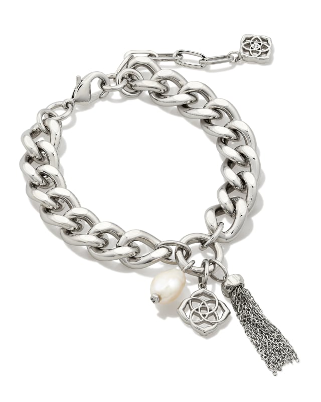 Everleigh Silver Chain Bracelet in White Pearl image number 0.0