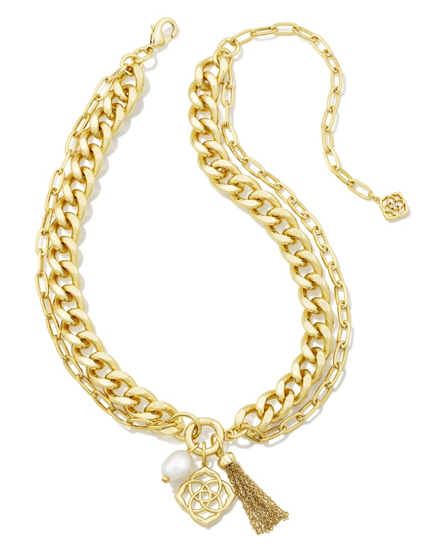 Everleigh Gold Chain Necklace in White Pearl image number 2.0