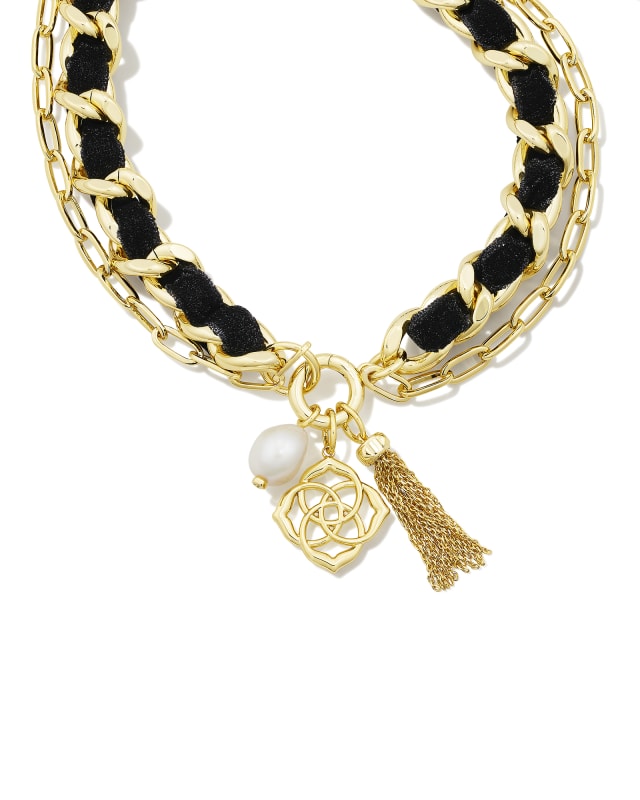 Everleigh Gold Velvet Necklace in Black image number 0.0
