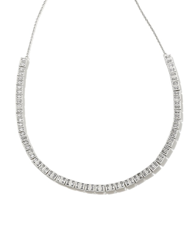 Gracie Silver Tennis Necklace in White Crystal image number 0.0