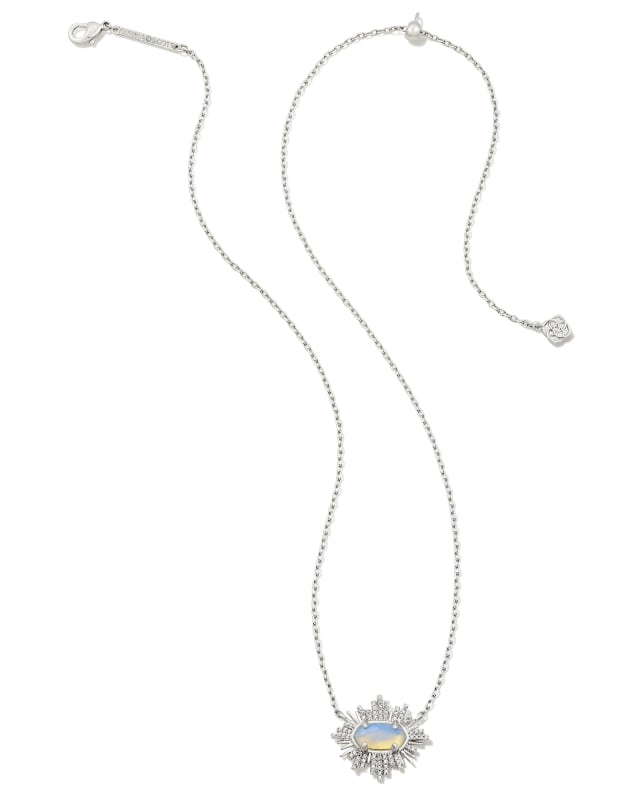 Grayson Silver Sunburst Frame Short Pendant Necklace in Iridescent Opalite Illusion image number 1.0