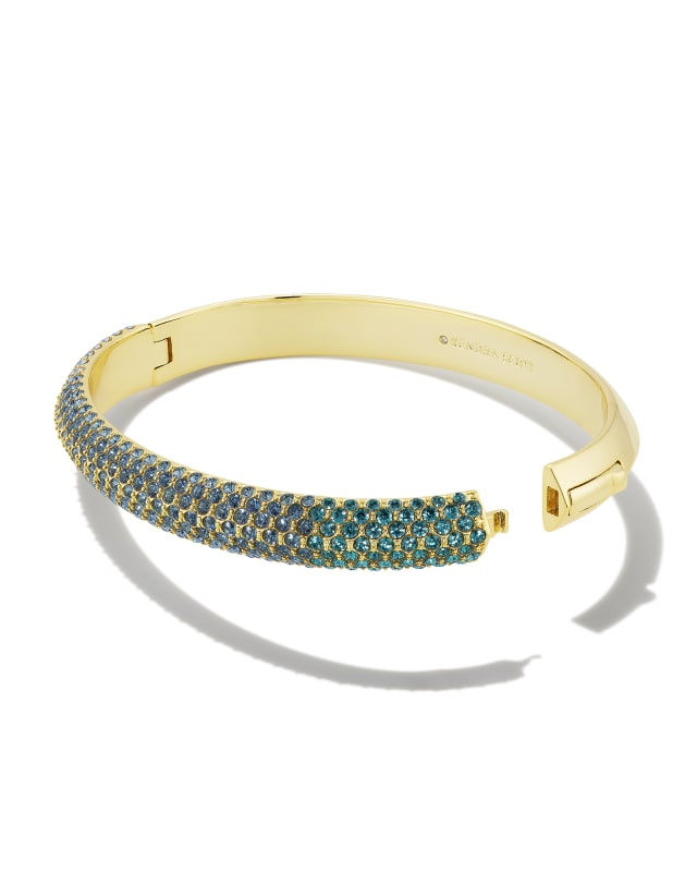 Mikki Gold Pave Bangle Bracelet in Green Blue Ombre Mix image number 2.0