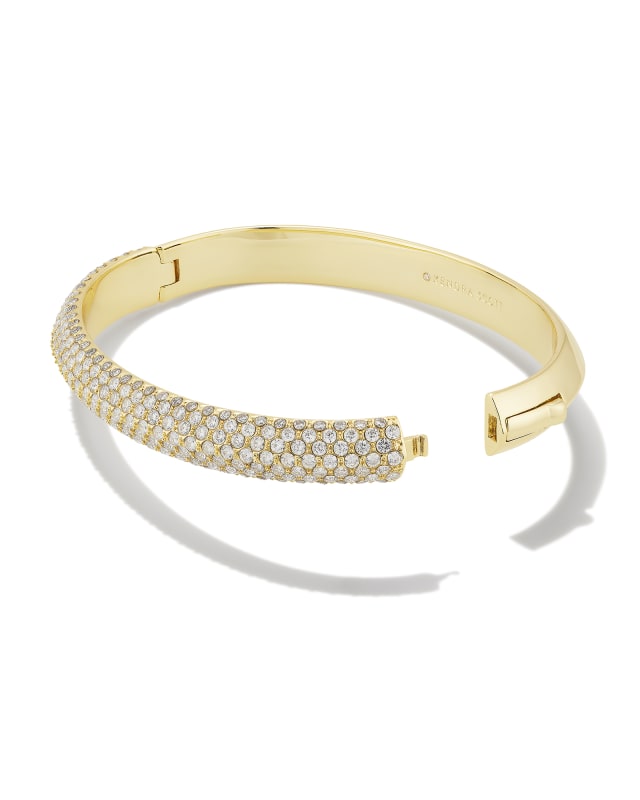 Mikki Gold Pave Bangle Bracelet in White Crystal image number 2.0