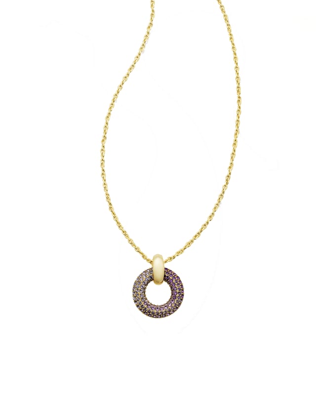 Mikki Gold Pave Short Pendant Necklace in Purple Mauve Ombre Mix image number 0