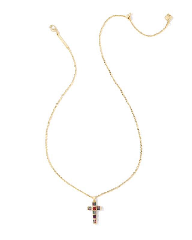 Gracie Gold Cross Short Pendant Necklace in Multi Mix image number 1.0