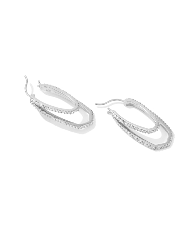 Murphy Silver Hoop Earrings in White Crystal image number 1.0