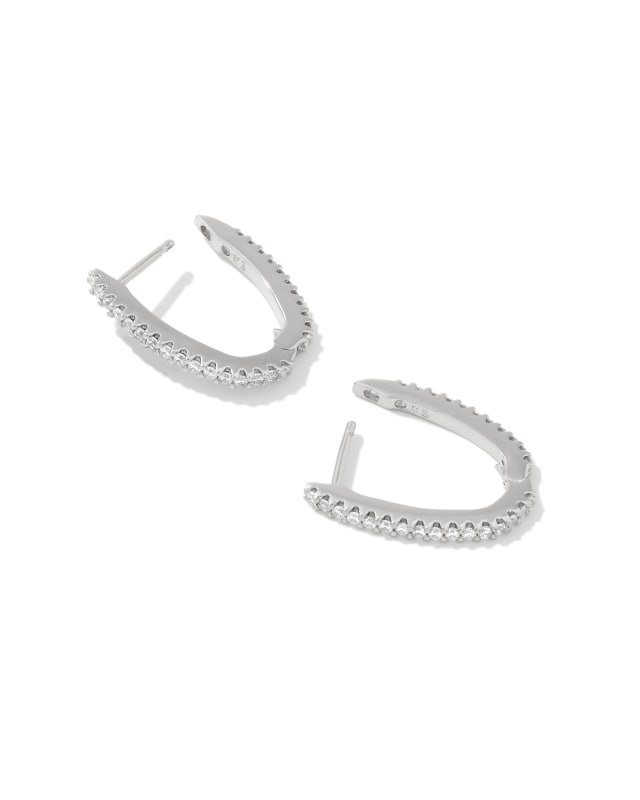 Murphy Silver Pave Huggie Earrings in White Crystal image number 1.0