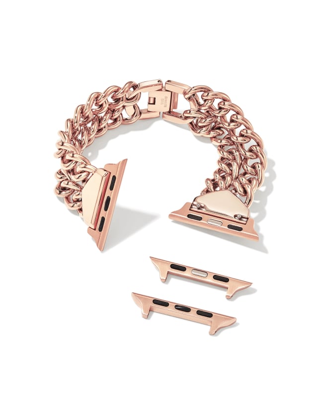 Whitley Double Chain Watch Band in Rose Gold Tone Stainless Steel image number 1.0