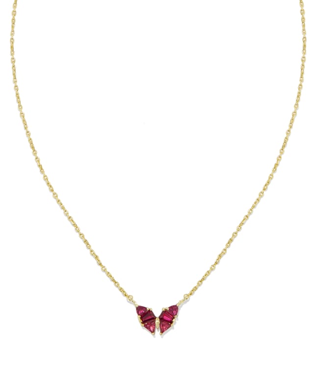 Blair Gold Butterfly Small Short Pendant Necklace in Cranberry Mix image number 2.0