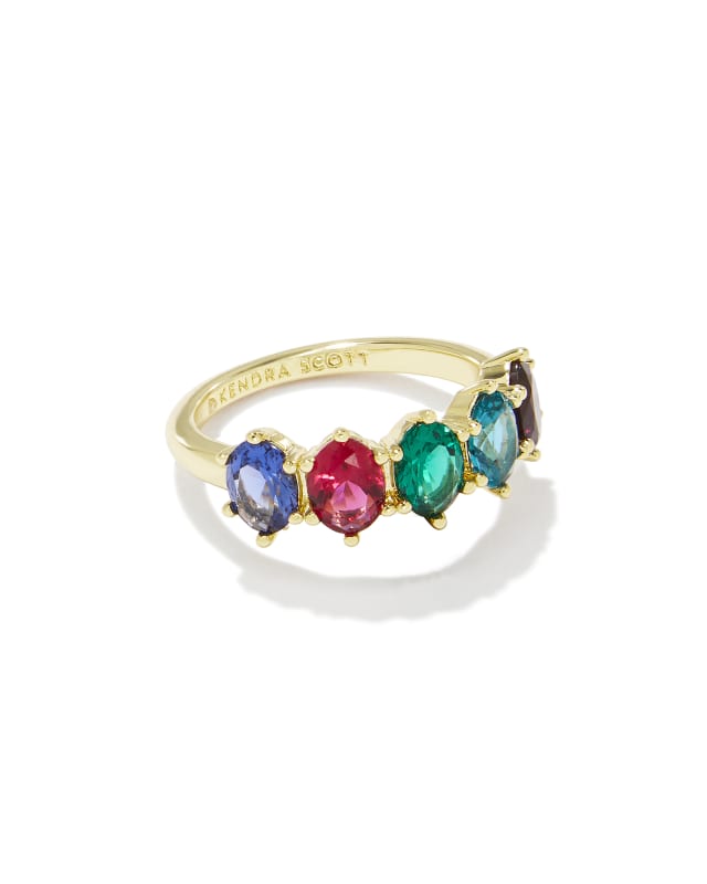 Cailin Gold Crystal Band Ring in White Crystal