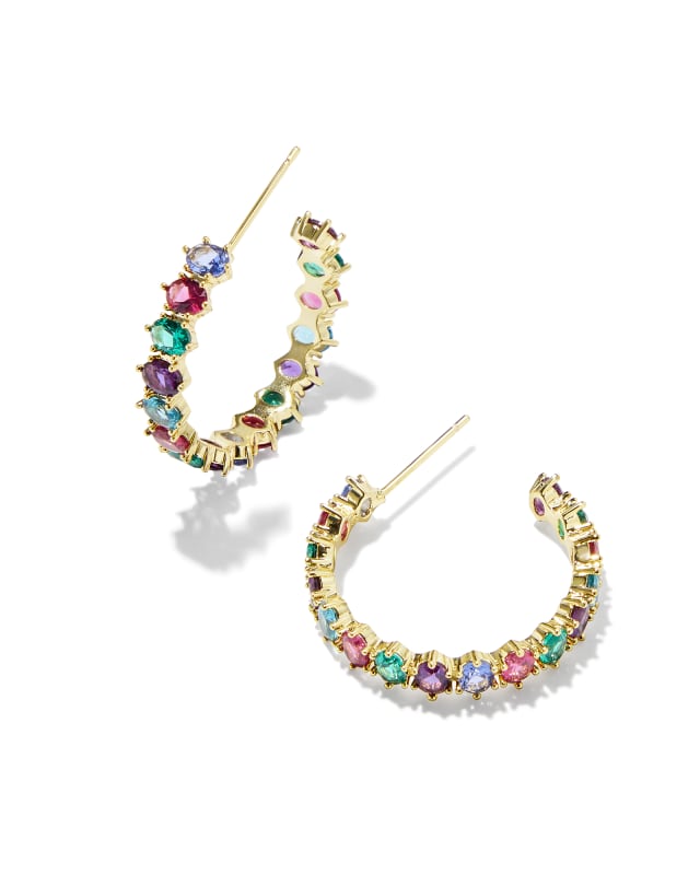 Cailin Gold Crystal Hoop Earrings in Multi Mix image number 0.0