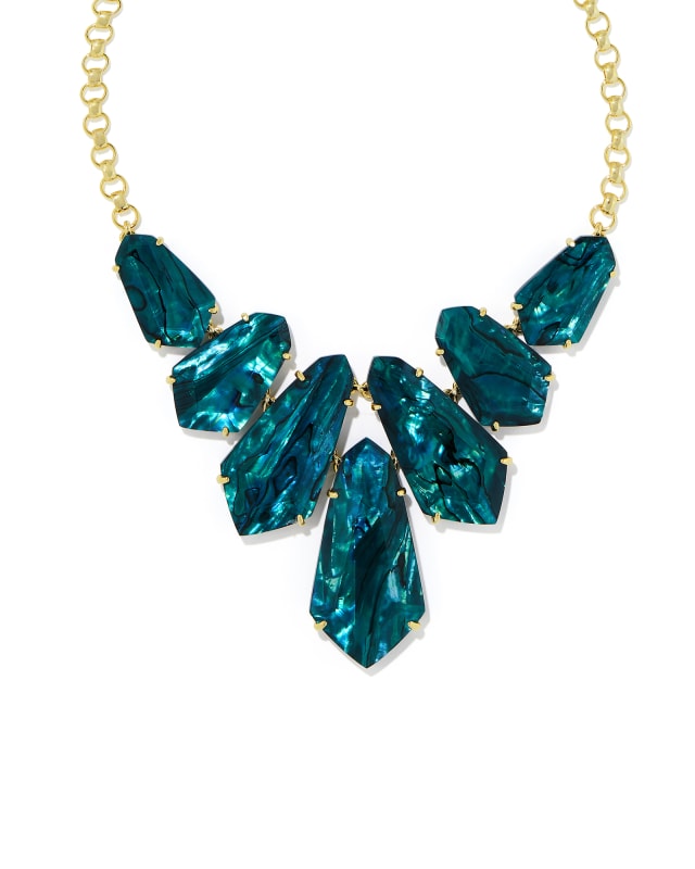 Loris Gold Statement Necklace in Teal Green Illusion image number 0.0