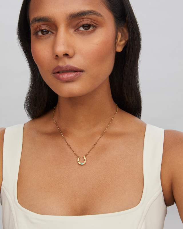 Horseshoe Necklace with Toggle Clasp Rhodium on Sterling Silver Horseshoe Necklace with Toggle Clasp Rhodium on Sterling Silver