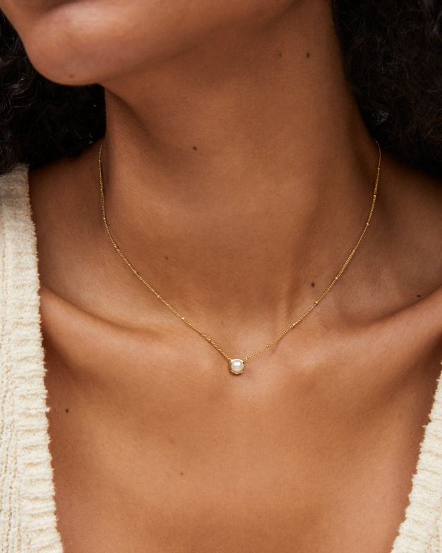 Davie Pearl 18k Gold Vermeil Pendant Necklace in White Pearl