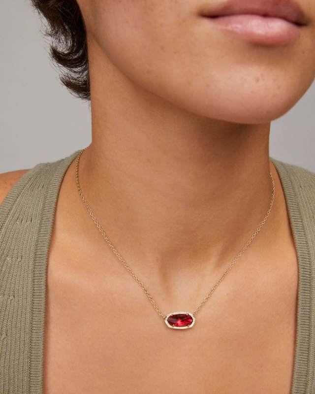 Elisa Gold Pendant Necklace in Berry Glass