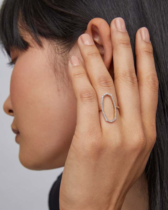 Dani 14k Yellow Gold Open Ring in White Diamond