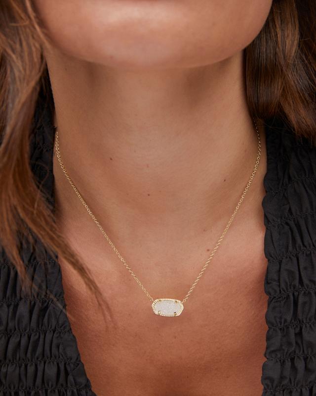 Elisa Gold Pendant Necklace in Iridescent Drusy