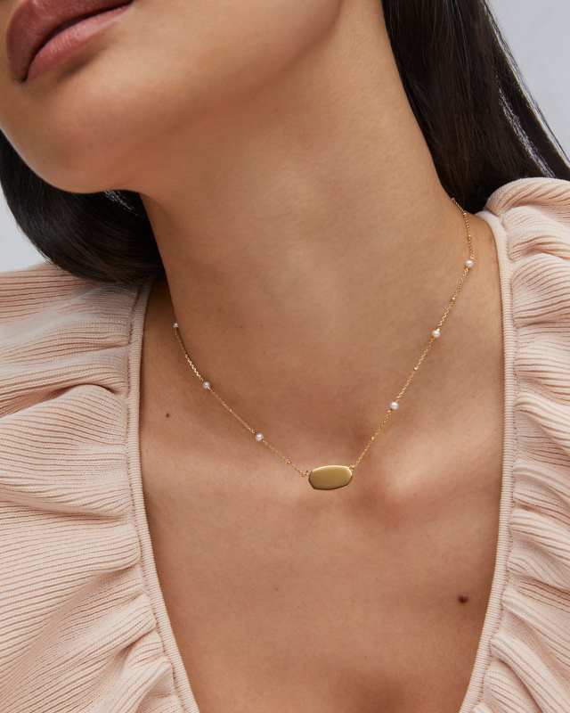 Elisa Pearl 18k Gold Vermeil Pendant Necklace in White Pearl
