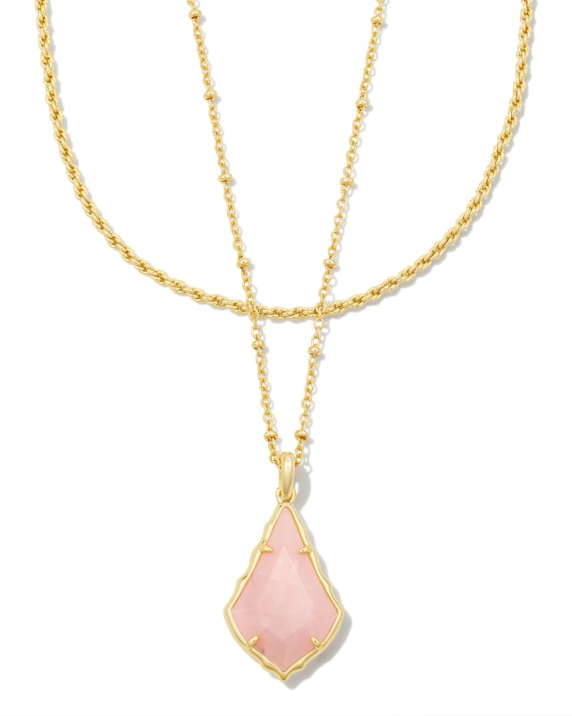 Faceted Alex Gold Convertible Necklace in Rose Quartz image number 0.0