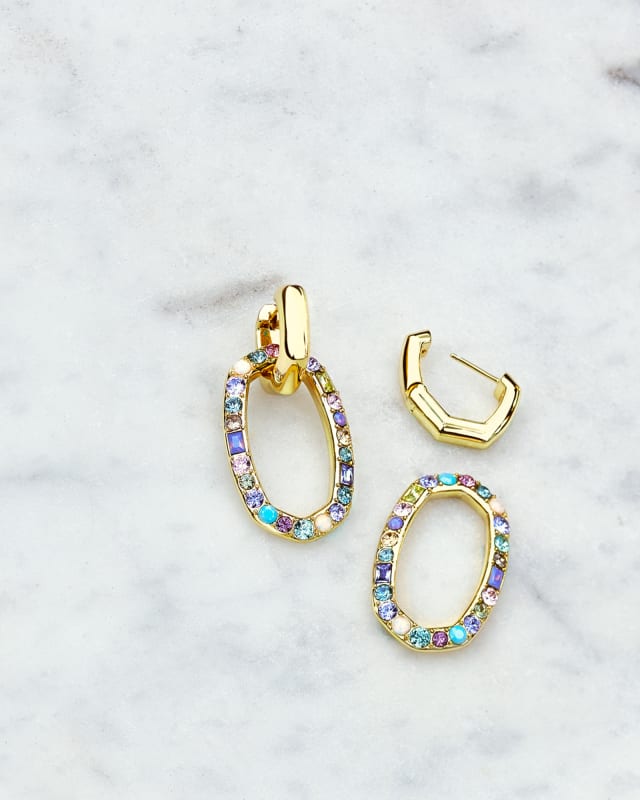 Devin Gold Crystal Link Earrings in Pastel Mix Kendra Scott