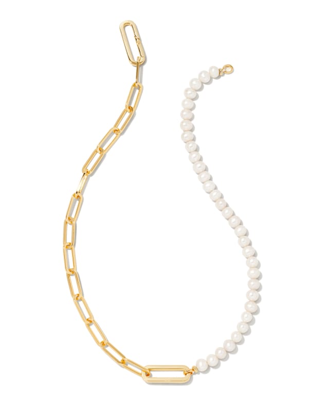 Ashton Half Chain Necklace in White Pearl image number 0.0