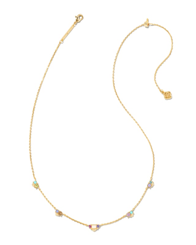 Devin Gold Crystal Strand Necklace in Pastel Mix image number 0
