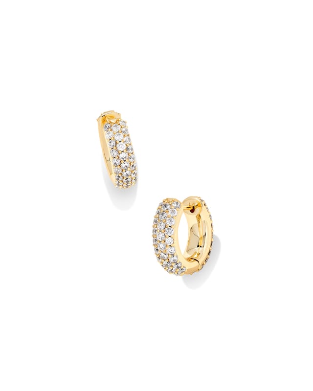 Mikki Pave Huggie Earrings in Gold image number 0.0