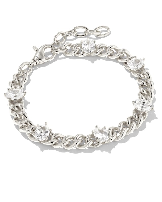 Cailin Silver Crystal Chain Bracelet in White Crystal image number 0.0
