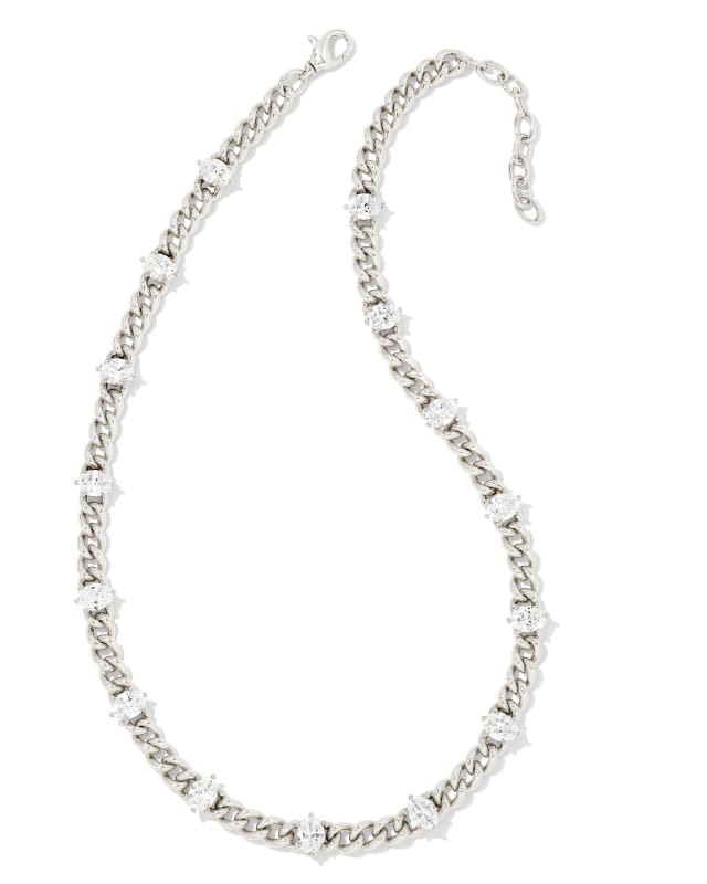 Cailin Silver Crystal Chain Necklace in White Crystal image number 0.0