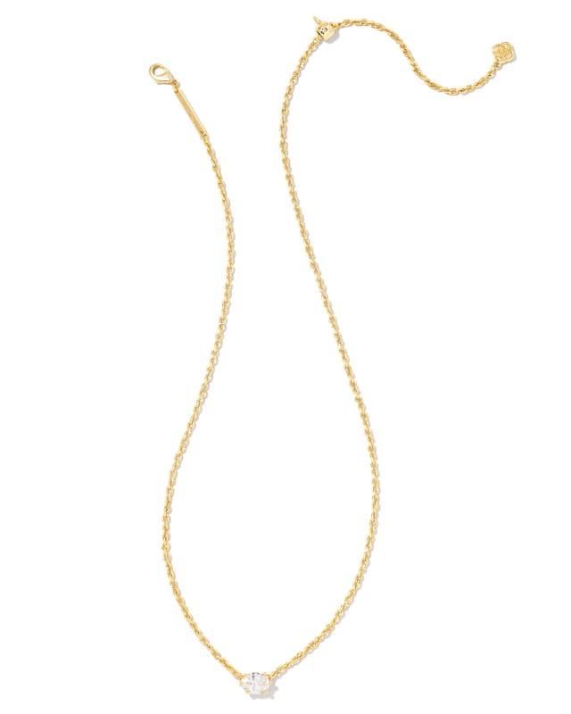 Cailin Gold Pendant Necklace in White Crystal image number 5.0