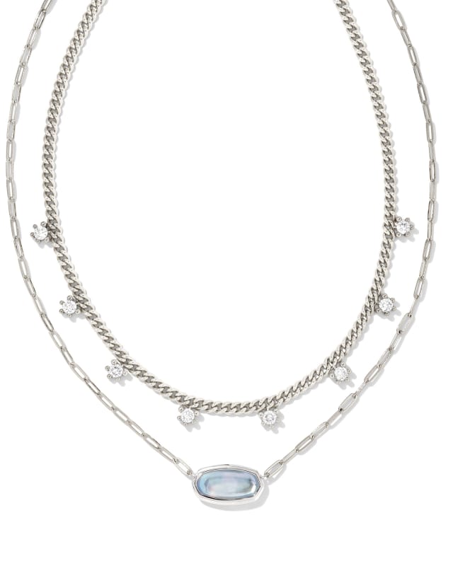 Framed Elisa Silver Multi Strand Necklace in Light Sky Blue Illusion image number 0.0