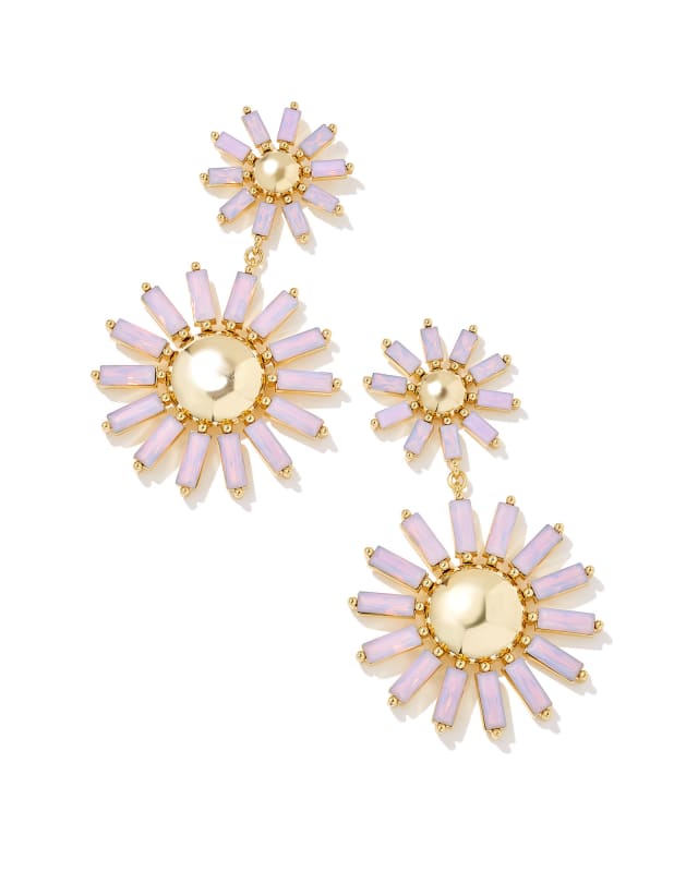 Madison Daisy Gold Statement Earrings in Pink Opal Crystal image number 0.0